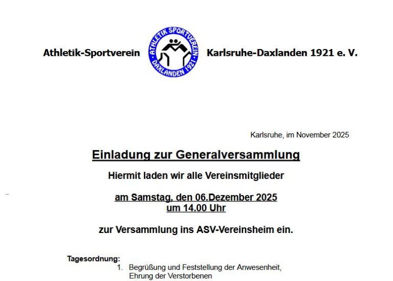 Einladung zur Generalversammlung 2025